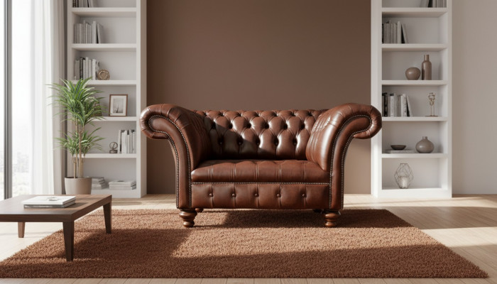 Chesterfield Sofa Wunnzëmmer Canapéen Couch Polster Lieder Modern 1,5 Sëtzer