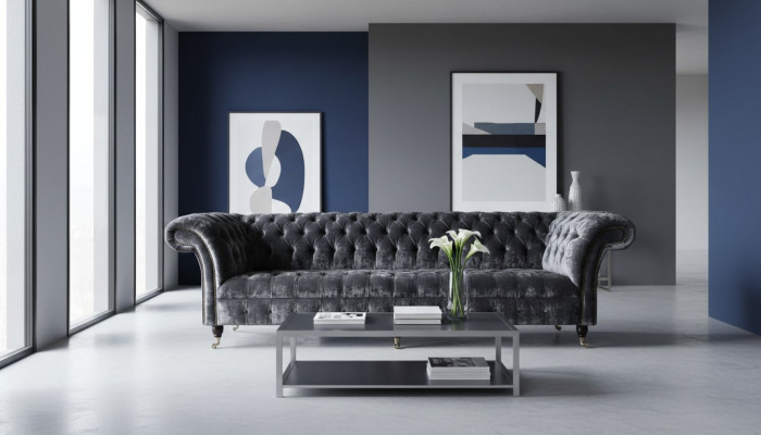 Véiersëtzer Canapé 4 Sëtzer Canapéen Textil Modern Design Stoff Polyester Gro