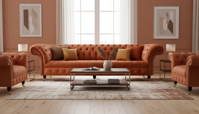 Brittesch Chesterfield Polster Luxus Sofa Design Canapé Klassesch Sofa 4 Plazen