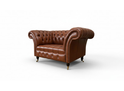 Chesterfield Design Stoff Canapé Sëtzfauteuil 1.5 Plaz Polster Canapéen Lounge