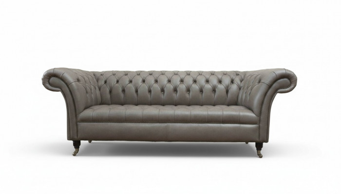 Groue Chesterfield englesche klassesche Stil Sofa Couch 3 Sëtz Polster 230cm