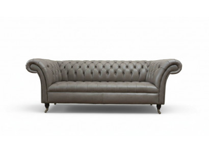 Groue Chesterfield englesche klassesche Stil Sofa Couch 3 Sëtz Polster 230cm