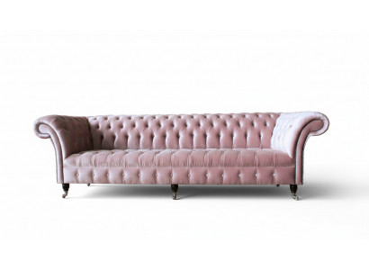 Chesterfield Rosa Canapé Sofa Polster 4 Sëtzer Canapéën Sëtz Sofas
