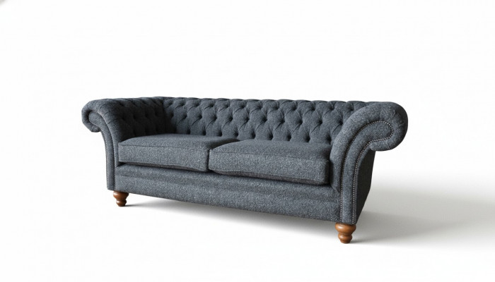 Grou Chesterfield 3 Sëtzer Gro Textil Design Canapéë Polstersofaen