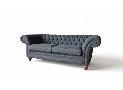 Grou Chesterfield 3 Sëtzer Gro Textil Design Canapéë Polstersofaen