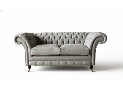 Chesterfield Gro Sofa 2 Sëtz Canapé Holz Miwwel Dreisëtzer Canapéë Neit