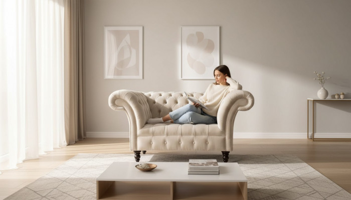 Couch Këssen Sofa Textil Chesterfield Couches 1,5 Sitzverwand Einsitzer Rosa