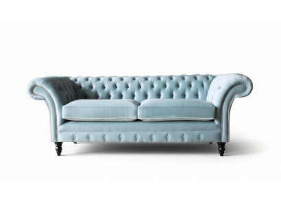 Chesterfield 3 Sëtzer Gepolstert Canapé Sofa Textil Modern Stil Stoff Nei