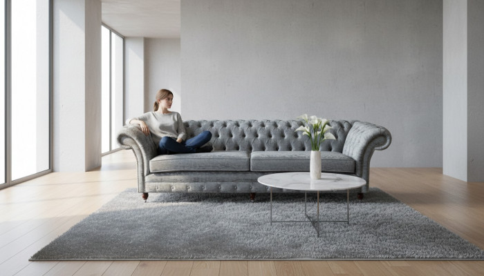 Viersëtzer Sofa Sofas 4 Sëtzer Chesterfield Wunnzëmmer Stoff Design Sëtz