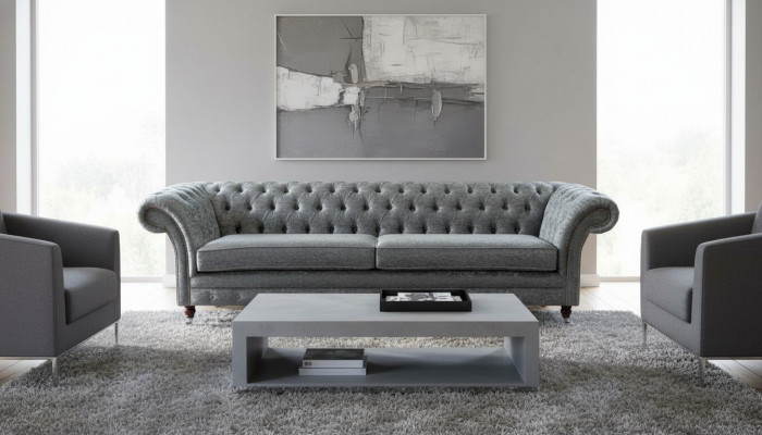 Viersëtzer Sofa Sofas 4 Sëtzer Chesterfield Wunnzëmmer Stoff Design Sëtz