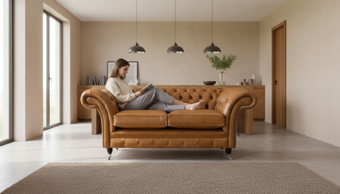 Chesterfield Zweisëtzer Sofa 2 Sëtz Sofaen Polstersëtz Lieder Couch Brong