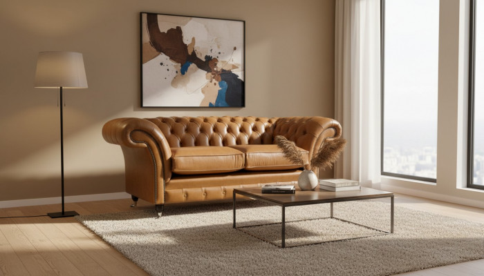 Chesterfield Zweisëtzer Sofa 2 Sëtz Sofaen Polstersëtz Lieder Couch Brong