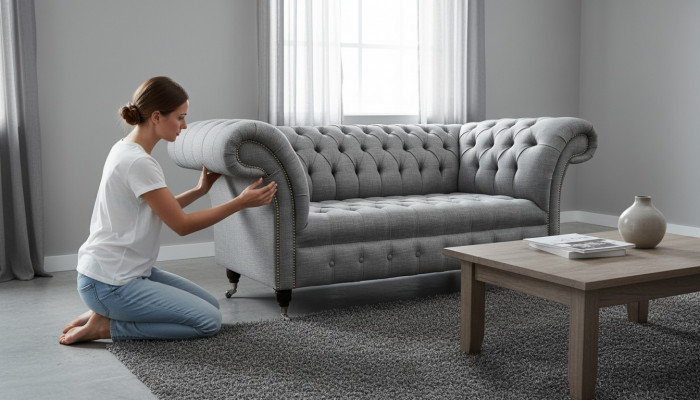 Chesterfield Zweisitzer Canapé Polster Sofa Textil Couchen Stoff Luxus