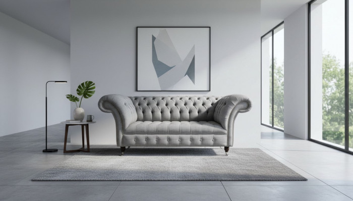 Chesterfield Zweisitzer Canapé Polster Sofa Textil Couchen Stoff Luxus