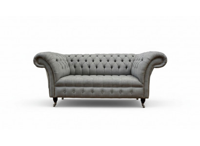 Chesterfield Zweisitzer Canapé Polster Sofa Textil Couchen Stoff Luxus