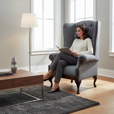 Ohrensessel Chesterfield Fauteuil Canapé 1 Platz Gro Stoff Textil Nei