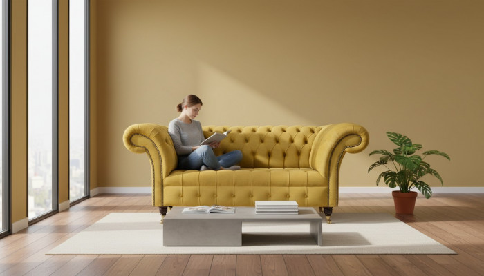 Zwee-Sëtzer Sofa 2 Sëtzer Design Sofas Polster Chesterfield Sëtz Stoff Textil