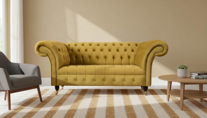 Zwee-Sëtzer Sofa 2 Sëtzer Design Sofas Polster Chesterfield Sëtz Stoff Textil