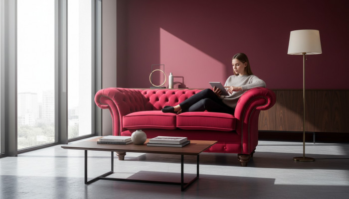 Design Modern Textil Sofa 2 Sëtzer Couch Polster Luxus Sofas Chesterfield