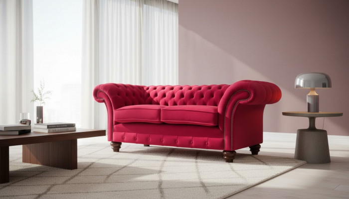 Design Modern Textil Sofa 2 Sëtzer Couch Polster Luxus Sofas Chesterfield