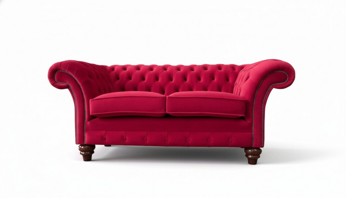 Design Modern Textil Sofa 2 Sëtzer Couch Polster Luxus Sofas Chesterfield