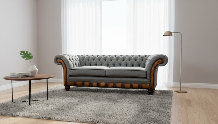 Luxus Dräisitzer Modern Couch Miwwelen Gro Sofasen Stoff Textil Polsterung