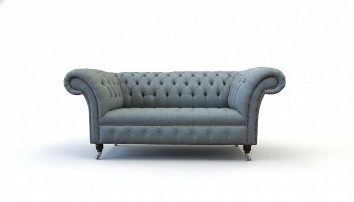 Chesterfield Büro Sëtzmiwwelen Ariichtung Sofa Canapé 2 Sëtz Textil Gro