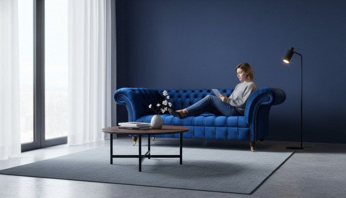 Bloen Chesterfield Dräisëtzer Canapé 3 Sëtzer Canapéë Luxus Textil Couchetten