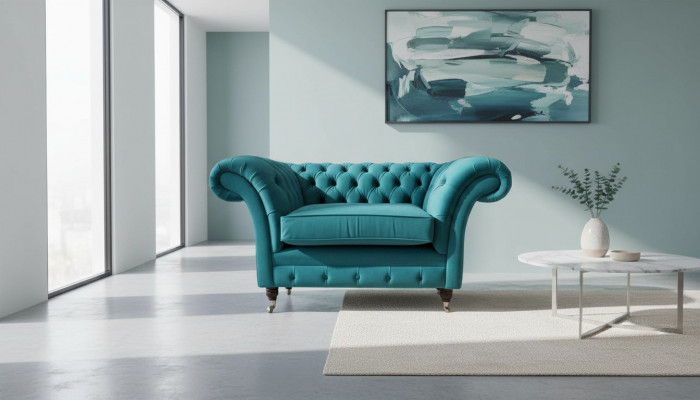 Chesterfield Design Fotell Couch Polster Luxus Textil Couchen 1 Sëtz.