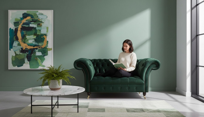 Sessel Design Relax Gréng Textil Wunnzëmmer Polster Sëtz Luxus Einsitzer