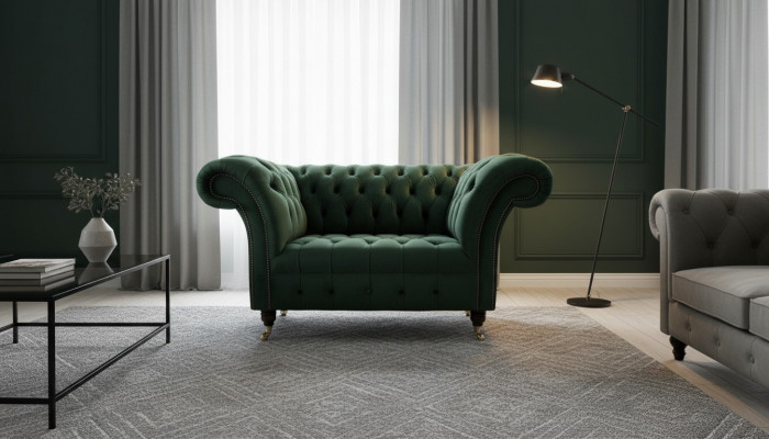 Sessel Design Relax Gréng Textil Wunnzëmmer Polster Sëtz Luxus Einsitzer