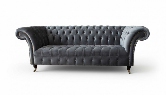 Chesterfield 3-Sëtzer Design Sofa Stoff Sofas Couchen Textil Drësëtzer