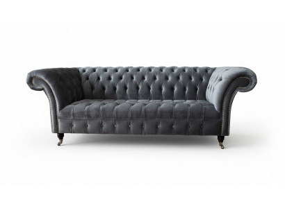 Chesterfield 3-Sëtzer Design Sofa Stoff Sofas Couchen Textil Drësëtzer