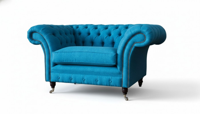Bloen Chesterfield Fauteuil Polster Canapé Couchen 1,5 Sëtzer Einsëtzeren Textil