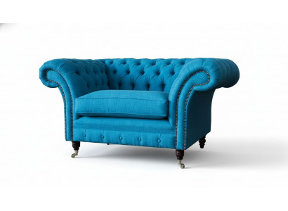 Bloen Chesterfield Fauteuil Polster Canapé Couchen 1,5 Sëtzer Einsëtzeren Textil