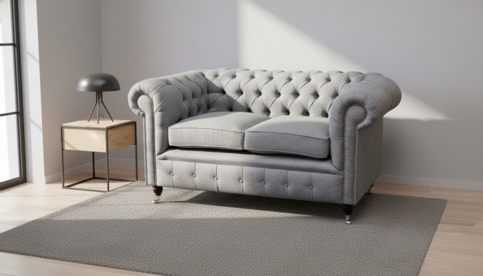 Chesterfield Büro Sëtzmébel Ariichtung Sofa Canapé 2 Sëtz Textil Gro