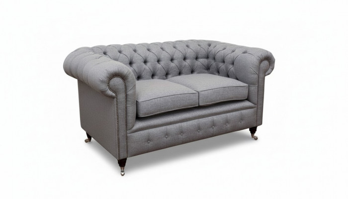 Chesterfield Büro Sëtzmébel Ariichtung Sofa Canapé 2 Sëtz Textil Gro