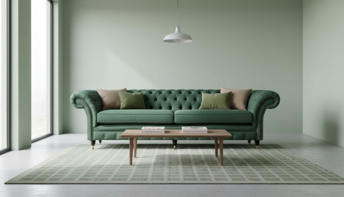 Sofa 4 Plaz Gréng Wunnzëmmer Modernen Design Polster Stëbs Luxus