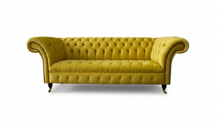 Chesterfield 3-Sëtzer Polstergaff Sofa Stil Sofen Textil Stoff Sofa Nei