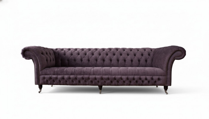 Design Sofa 4 Sëtzer Canapé Polster Luxus Textil Sofae Chesterfield