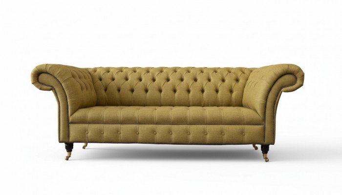 Chesterfield Dräisëtzer Luxus Sofa 3 Sitz Sofasch Sëtz Design Canapé Miwwelen Beige