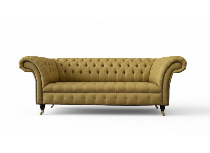 Chesterfield Dräisëtzer Luxus Sofa 3 Sitz Sofasch Sëtz Design Canapé Miwwelen Beige