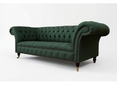 Dreisëtzer Canapé Textil Gréng Polster Miwwelen Chesterfield Sofas Canapéen
