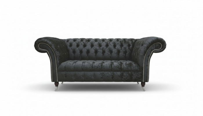 Englesch Chesterfield Büro Sëtzmobilier Arechtung Sofa Couch 2 Sëtz Schwaarz