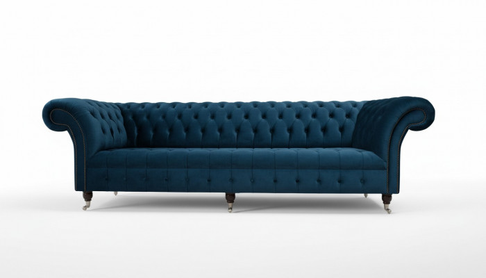 Design Sofa Chesterfield Polster Modern Textil Stoff 4 Sëtzer Schlof
