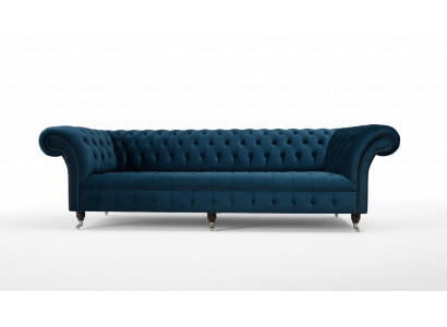 Design Sofa Chesterfield Polster Modern Textil Stoff 4 Sëtzer Schlof
