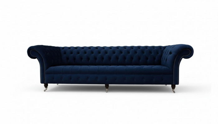 Sofa Chesterfield Sofas 4 Sëtzer Couch Polster Stoff Wunnzëmmer Miwwelen