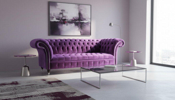 Chesterfield 3 Seeter Design Canapé Stoff Sëtz Stoff Luxus Canapéen Nei
