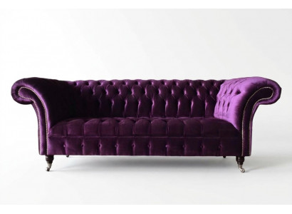 Chesterfield 3 Seeter Design Canapé Stoff Sëtz Stoff Luxus Canapéen Nei