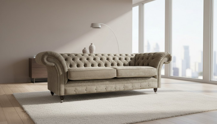 Dreemol Sëtzer Chesterfield Sofa 3 Sëtz Sofasen Gro Stoft Wunnzëmmer Luxus